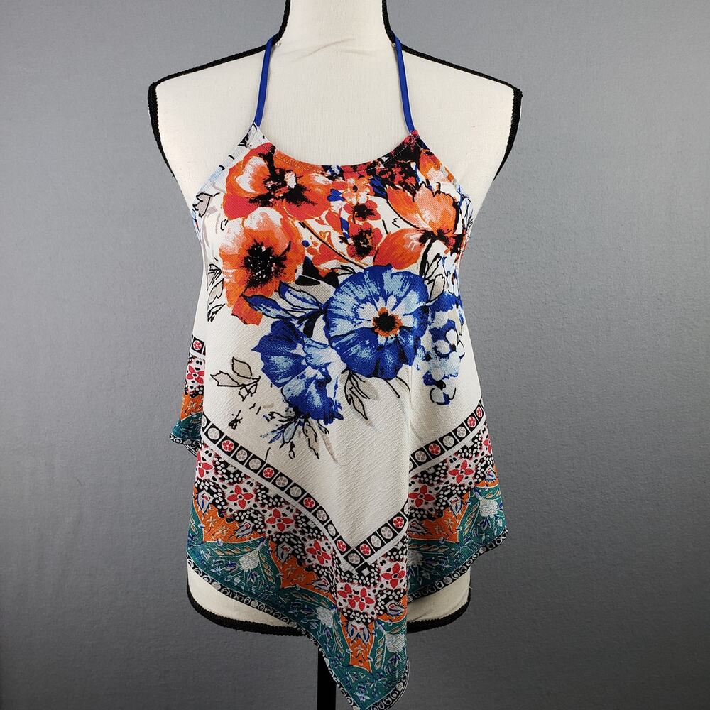 Meraki Size S Halter Neck Babydoll Handkerchief Top Boho Floral Festival Cowgirl